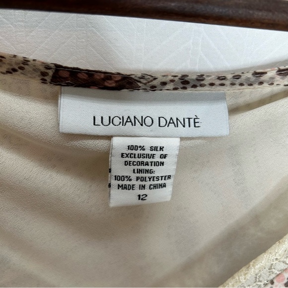 Luciano Dante silk midi dress 12 Y2K short sleeve summer casual babydoll cream - Picture 2 of 8